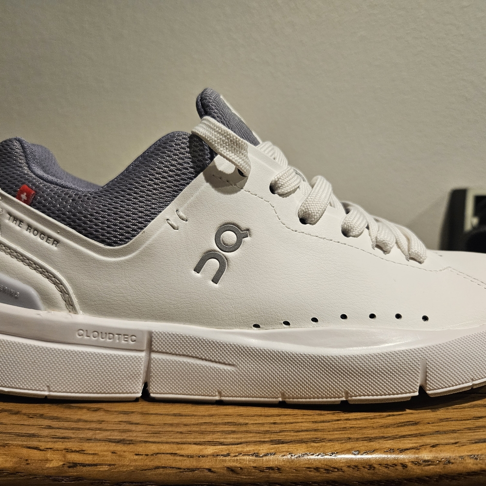 On Running Gray and White Performance Sneaker